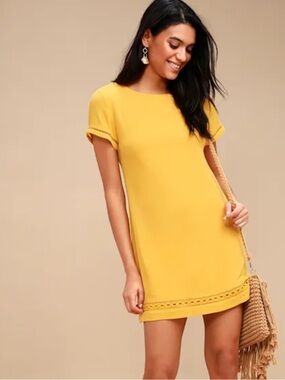 Perfect Time Mustard Yellow Shift Dress